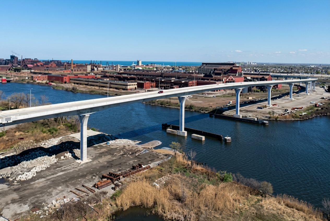 Cline Avenue Bridge in East Chicago, Indiana