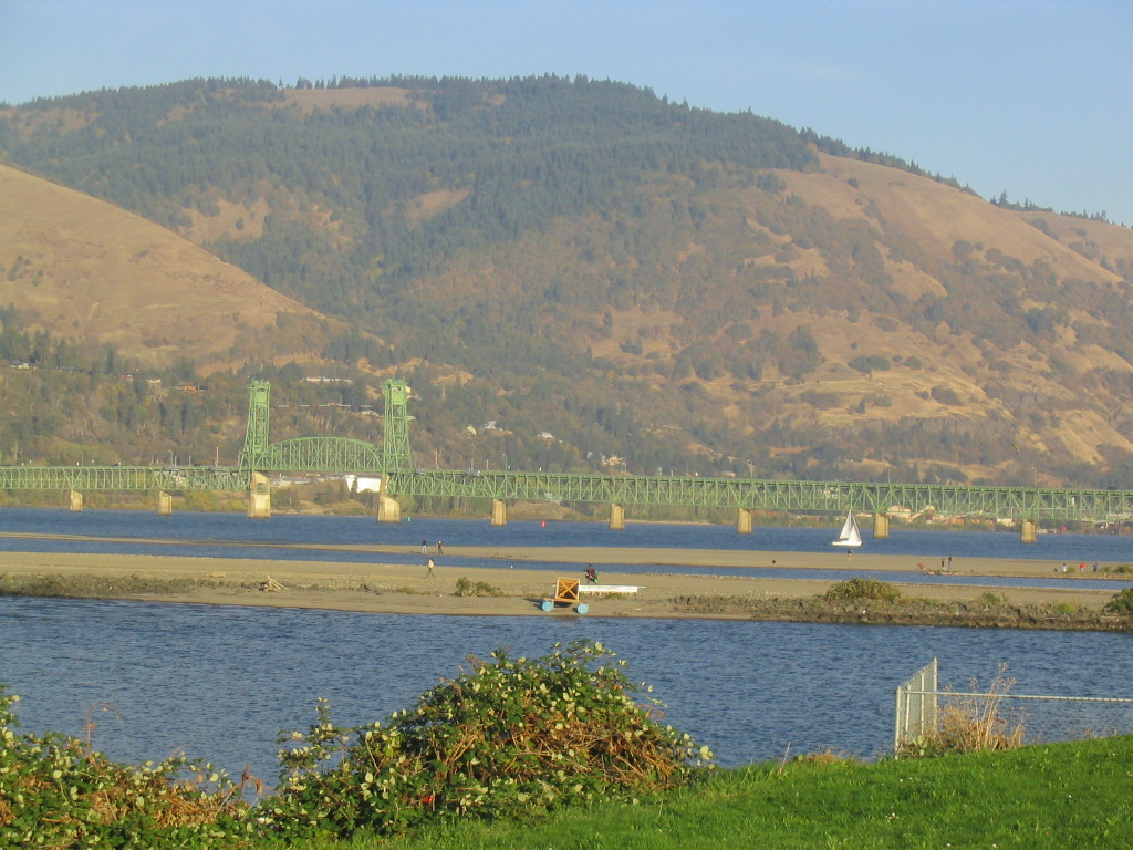 Hood River Bridge over a wide river in the Pacific Northwest